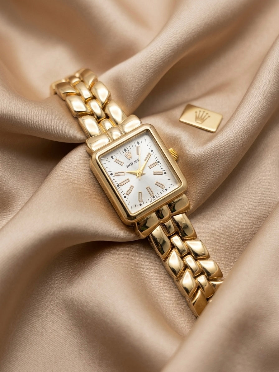 Rolex Women’s All-Gold Rectangular Dress Watch | Luxury Aesthetic Square Face Timepiece by The Zevora Store