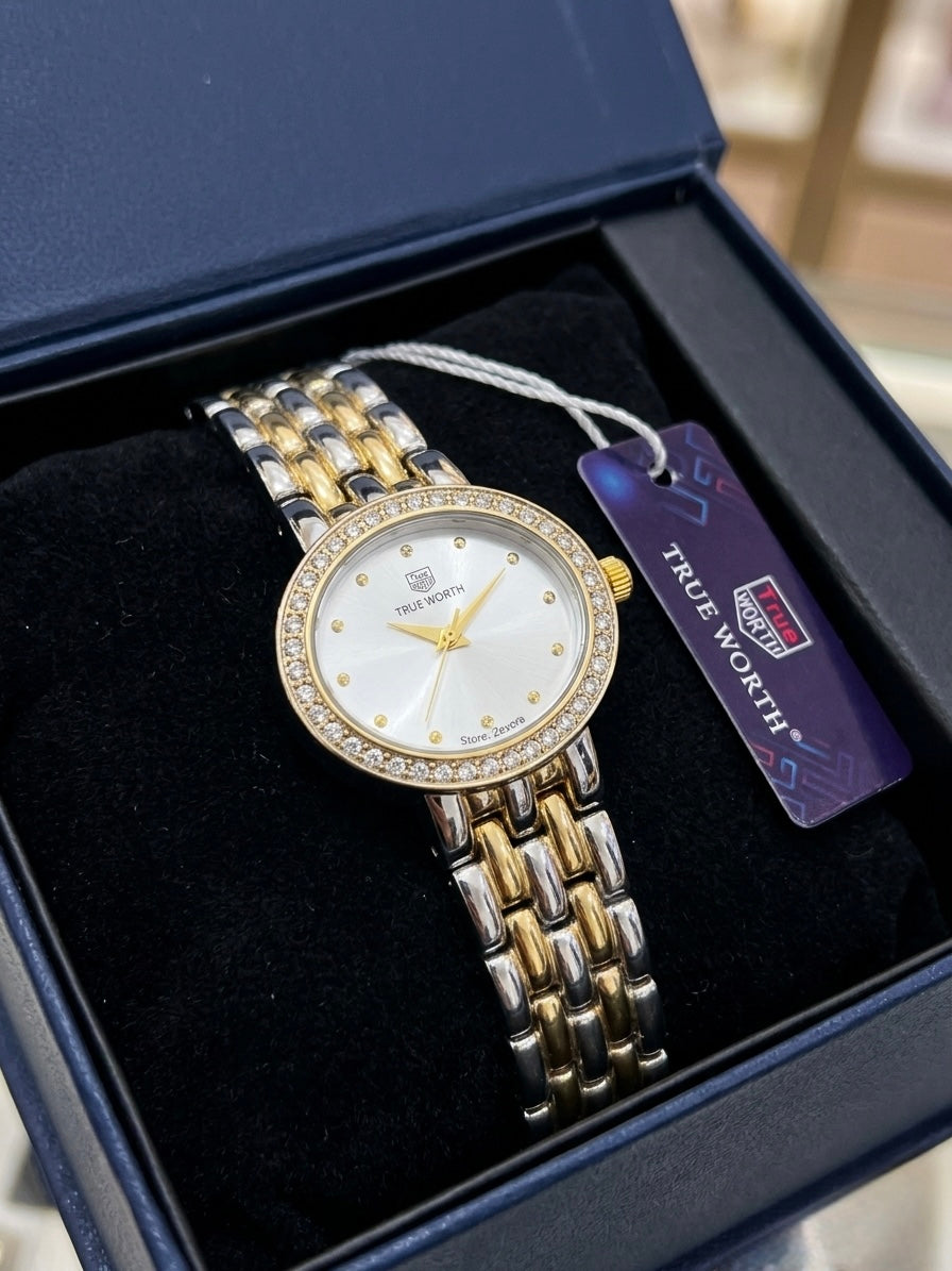 True Worth Crystal Elegance Watch – Grace in Every Second ✨
