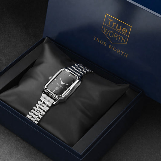 True Worth Prestige Steel Watch – Luxury Square Dial Watch for Women